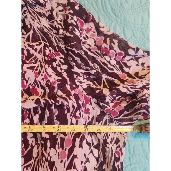 Lane Bryant Size 26/28 Purple Floral V-Neck Chiffon Long Sleeve Top w/Camisole‎ - Picture 8 of 9